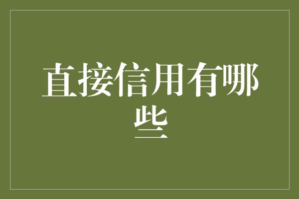 直接信用有哪些