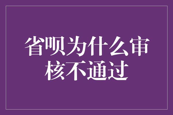 省呗为什么审核不通过