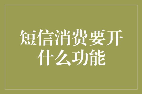 短信消费要开什么功能