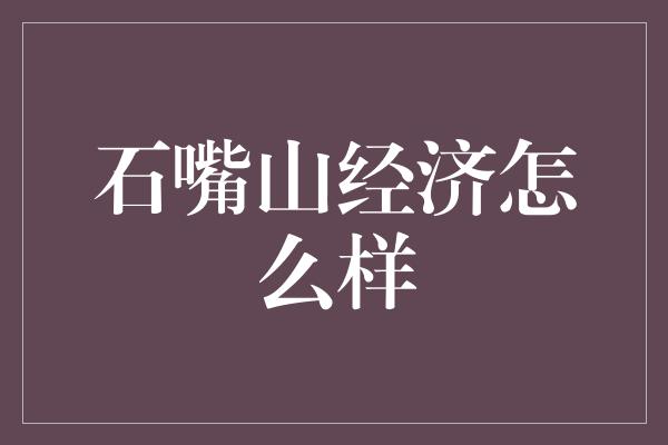 石嘴山经济怎么样