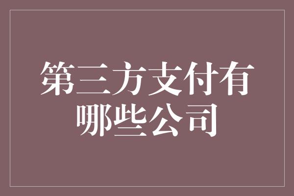 第三方支付有哪些公司