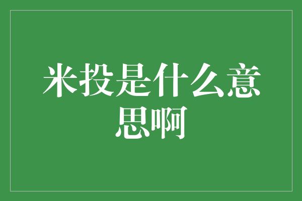 米投是什么意思啊