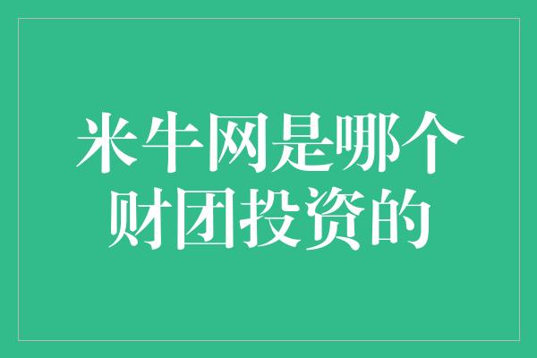 米牛网是哪个财团投资的