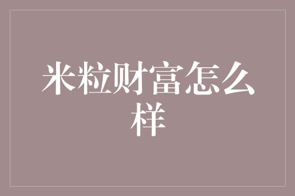 米粒财富怎么样