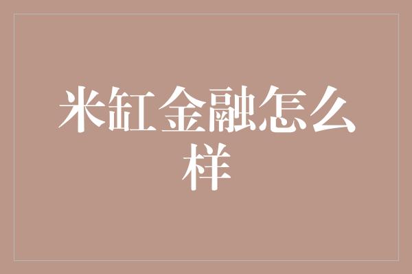 米缸金融怎么样