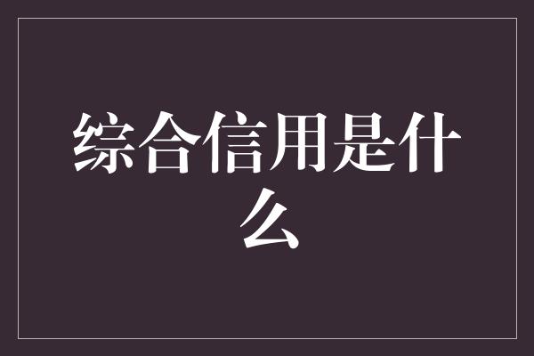 综合信用是什么