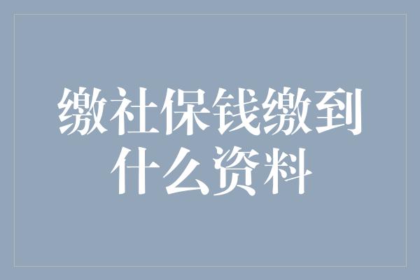 缴社保钱缴到什么资料