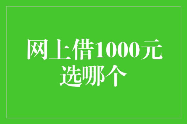 网上借1000元选哪个