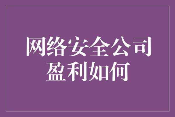 网络安全公司盈利如何