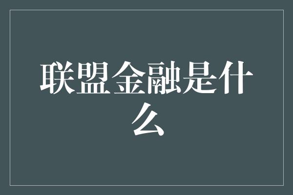 联盟金融是什么