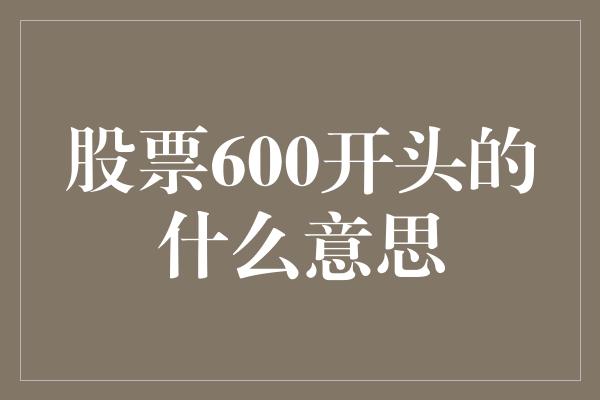 股票600开头的什么意思