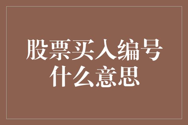 股票买入编号什么意思