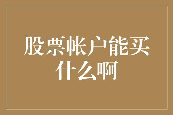 股票帐户能买什么啊