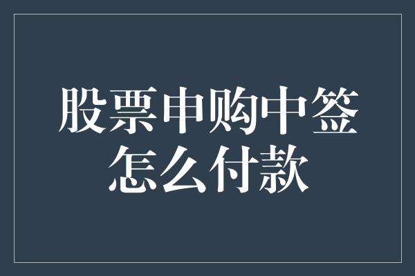 股票申购中签怎么付款