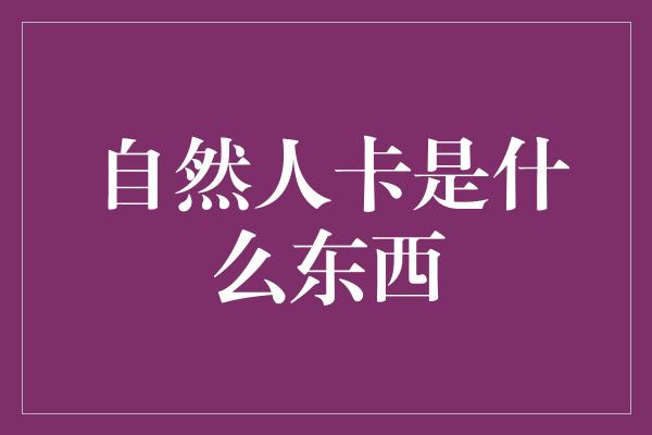 自然人卡是什么东西