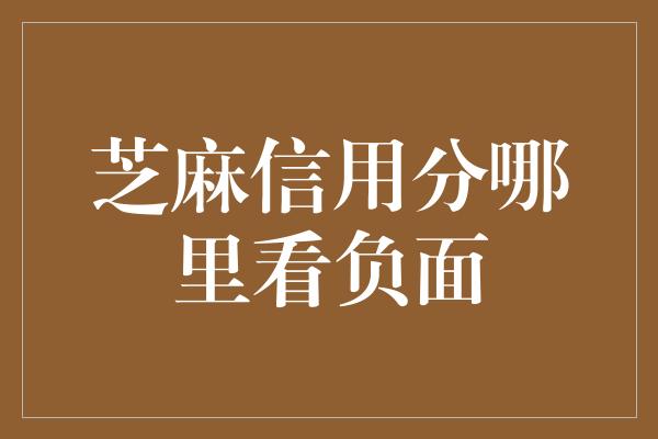 芝麻信用分哪里看负面