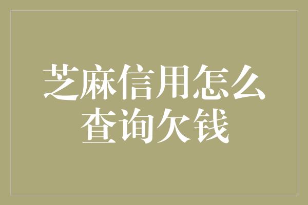 芝麻信用怎么查询欠钱