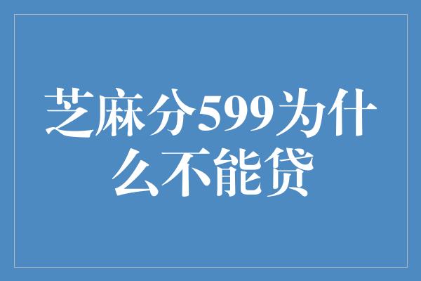 芝麻分599为什么不能贷