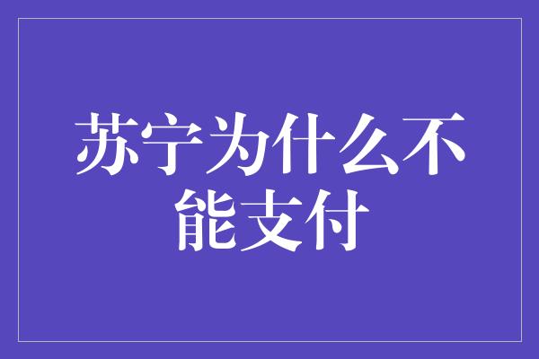 苏宁为什么不能支付