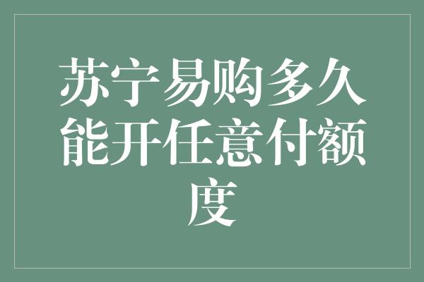 苏宁易购多久能开任意付额度