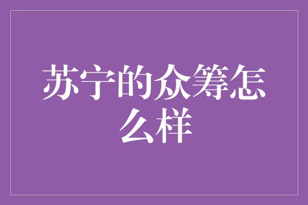 苏宁的众筹怎么样