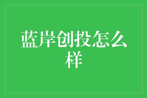 蓝岸创投怎么样