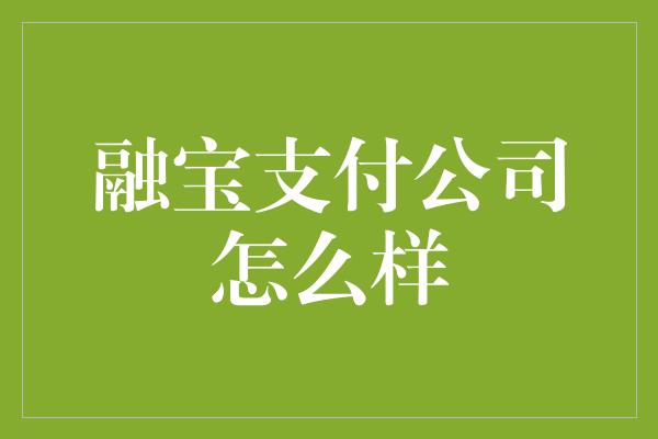 融宝支付公司怎么样