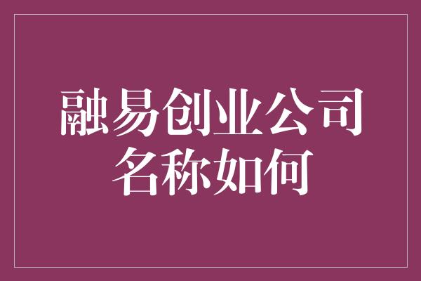 融易创业公司名称如何