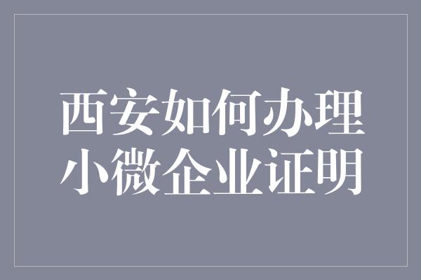 西安如何办理小微企业证明