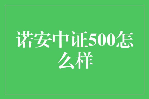 诺安中证500怎么样