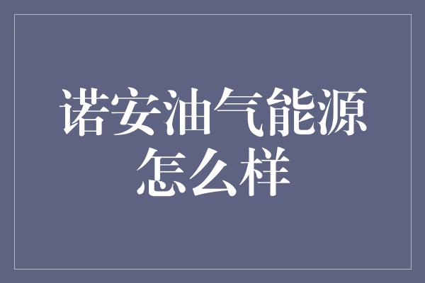 诺安油气能源怎么样