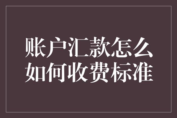 账户汇款怎么如何收费标准