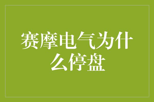 赛摩电气为什么停盘