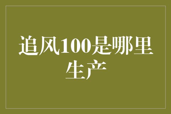 追风100是哪里生产