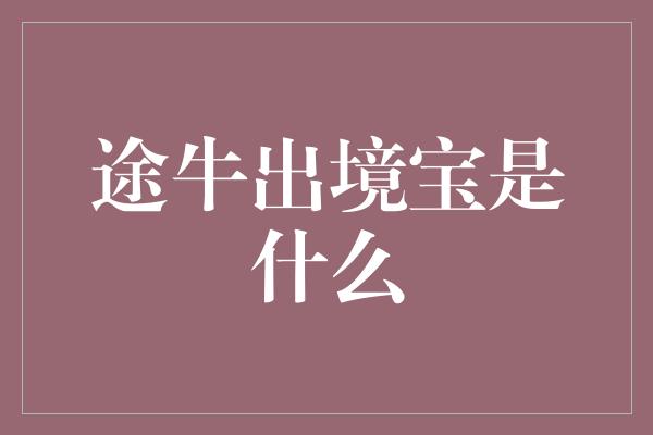 途牛出境宝是什么