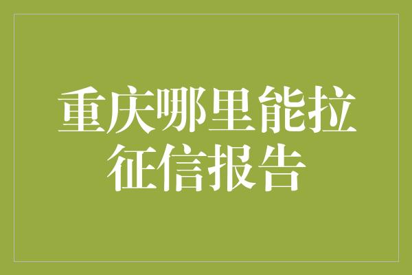 重庆哪里能拉征信报告