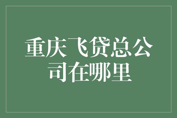 重庆飞贷总公司在哪里