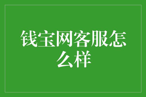 钱宝网客服怎么样