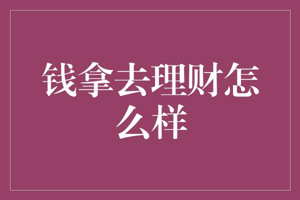 钱拿去理财怎么样