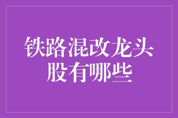 铁路混改龙头股有哪些