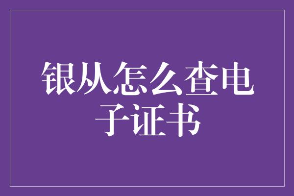 银从怎么查电子证书