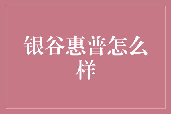 银谷惠普怎么样