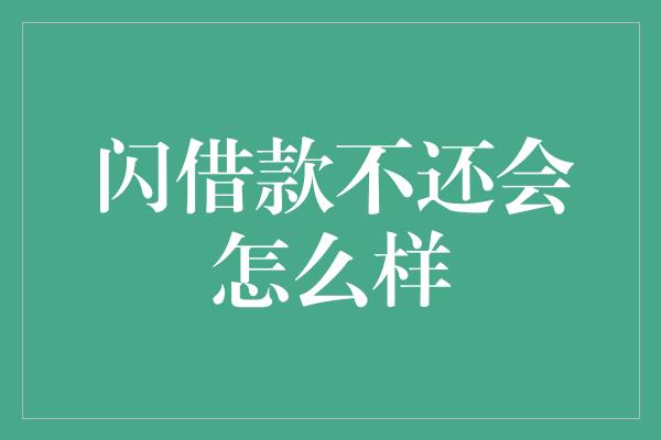 闪借款不还会怎么样