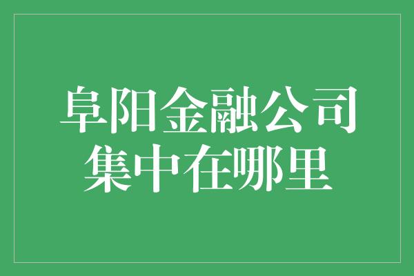 阜阳金融公司集中在哪里