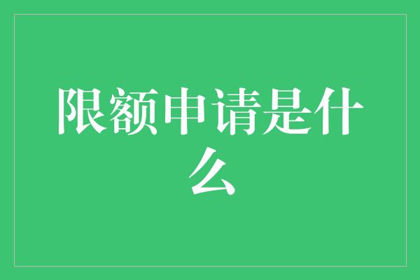 限额申请是什么