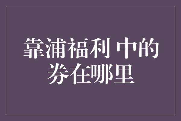 靠浦福利 中的券在哪里