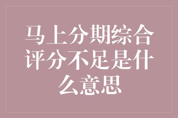 马上分期综合评分不足是什么意思