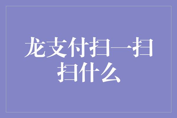 龙支付扫一扫扫什么