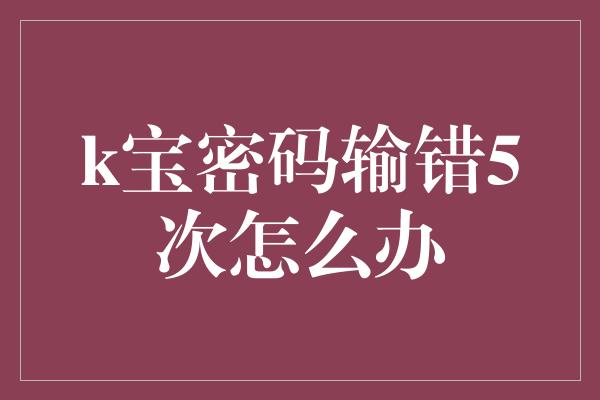 k宝密码输错5次怎么办