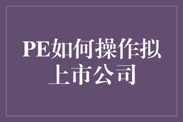 PE如何操作拟上市公司